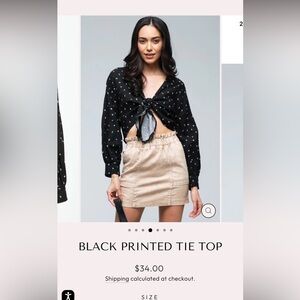 Final Touch Black Printed Tie-Front Blouse